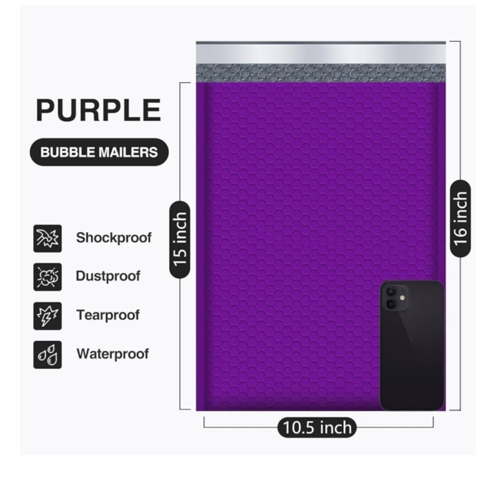 15 Purple Bubble Mailers - Picture 2 of 2